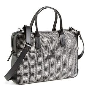 Ben Minkoff Men's Gray Fulton Herringbone Messenger Briefcase Laptop Bag G27-2